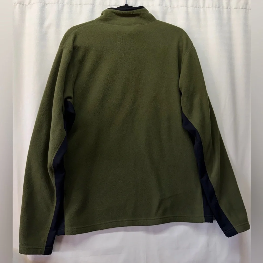 The North Face Polartec Green Black Side Panels Fleece 1/4 Zip Pullover Sz XL